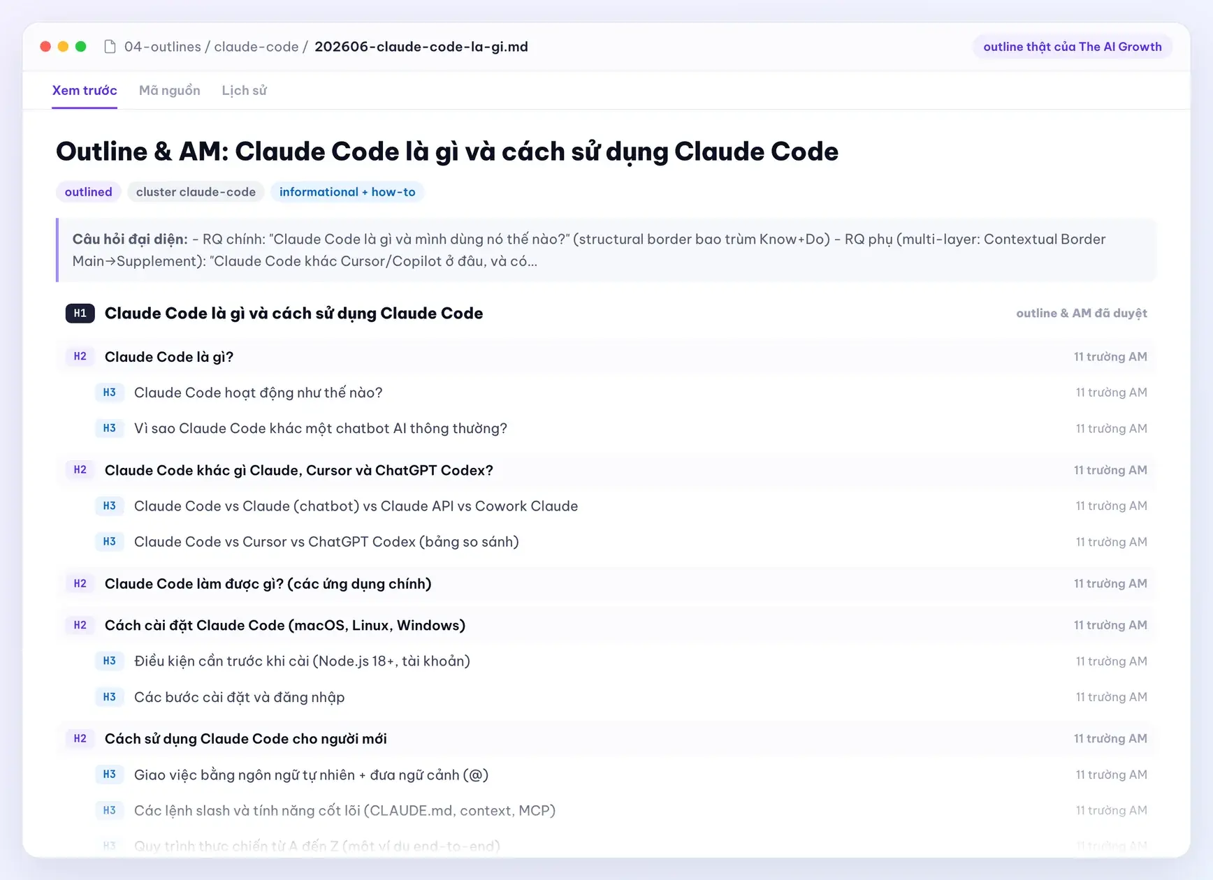 Outline &amp; AM bản đầy đủ, kèm câu hỏi đại diện của bài