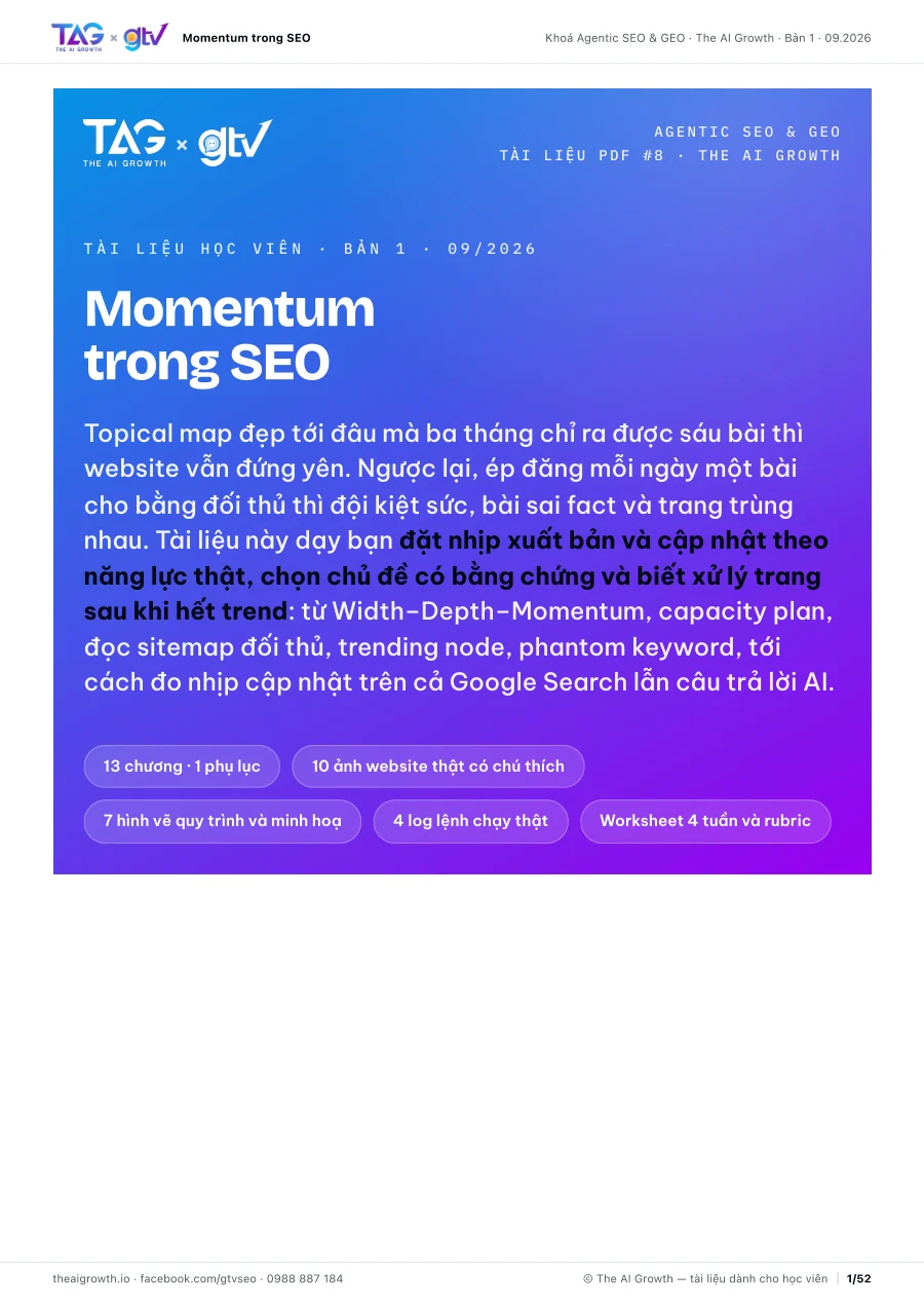Bìa tài liệu Momentum trong SEO, 52 trang