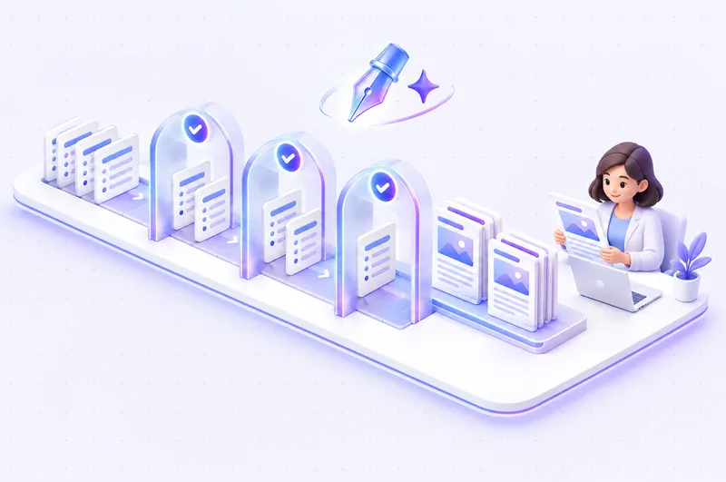 Minh hoạ Agentic Content SEO: dàn ý đi qua 3 cổng duyệt, người viết kiểm bài hoàn chỉnh
