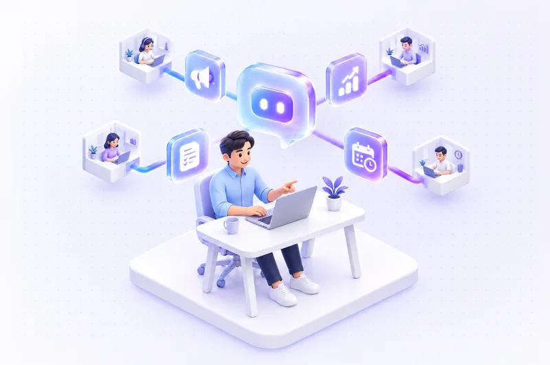 Minh hoạ AI Agents Mastery: chủ doanh nghiệp giao việc cho đội AI Agents của các phòng ban